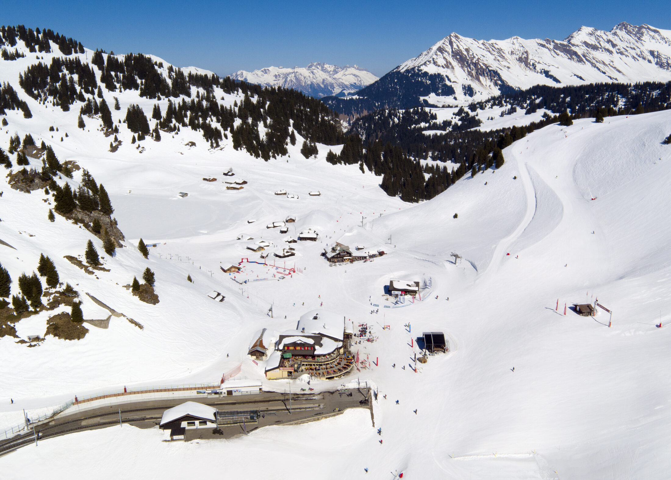 The Bretaye ski basin from above